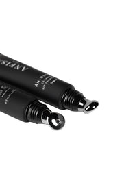 Two black lip products with visible branding on a white background