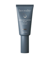 Tube of face reality antioxidant peptide serum on a white background