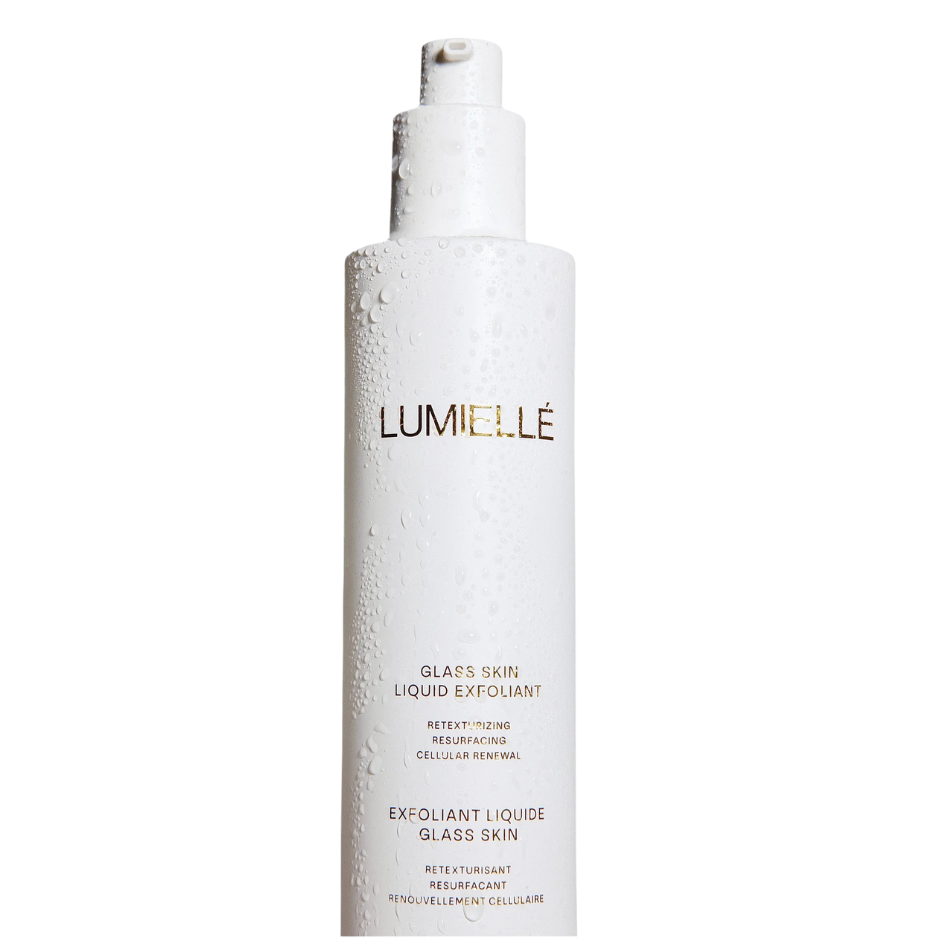 Lumielé glass skin liquid exfoliant bottle on a white background