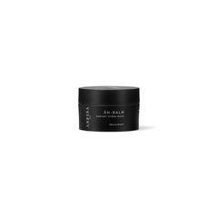Black jar of 'AN-BALM' on a white background